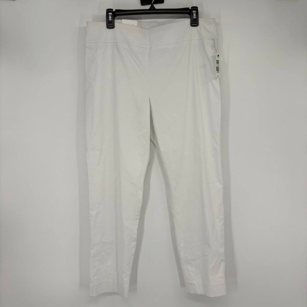 NWT Crown & Ivy Pants Womens 14W White Tech Stretch Curvy‎ Tapered Ankle Slit